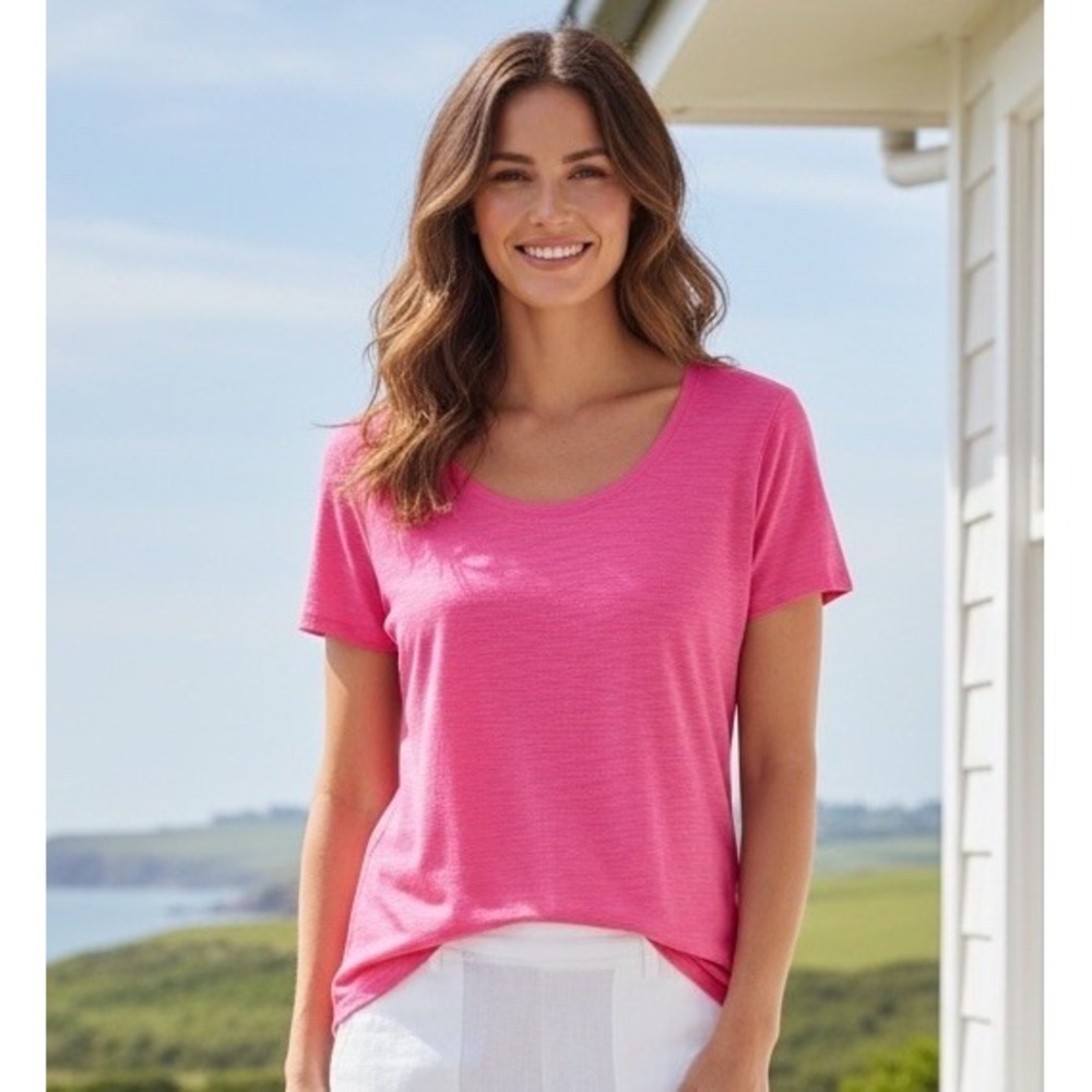 New Lilly Pulitzer XXL Etta Top Breezy Pink Scoop Neck T SIZE XX Large Shirt 2XL